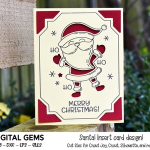 Diseño de tarjeta de Navidad con Papá Noel. Descarga digital, diseño de Cricut Joy, Cricut, Silhouette y Scan n Cut. Archivos svg, dxf y eps.