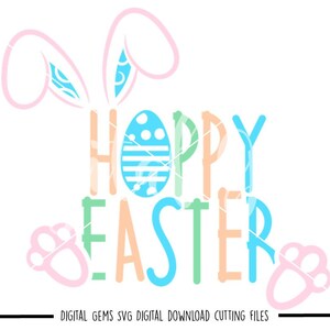 Hoppy Easter svg / dxf / eps / png-bestanden. Digitale download. Compatibel met Cricut- en Silhouette-machines. Klein commercieel gebruik ok
