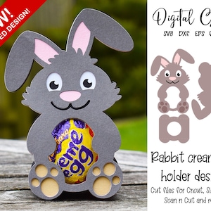 Rabbit, Easter cream egg holder svg / dxf / eps files. Digital download. Compatible with Silhouette, Cricut, SCAL, and Scan n Cut.