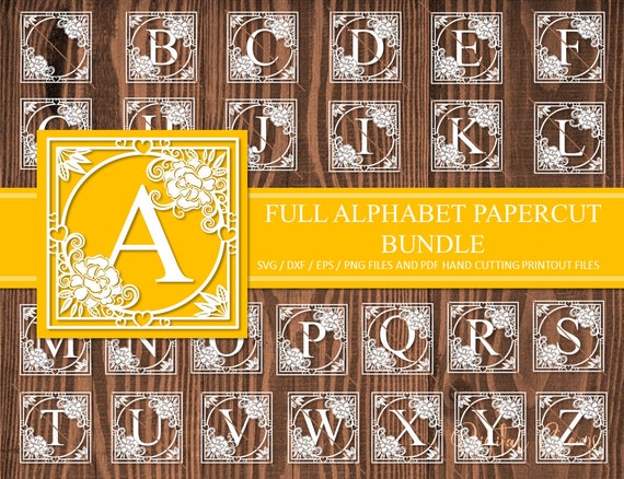 Alphabet paper cut bundle svg / dxf / eps / png files and pdf | Etsy
