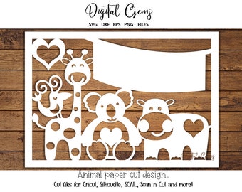 Animal paper cut design. svg / dxf / eps / png files and pdf / png printable templates for hand cutting. Digital download.