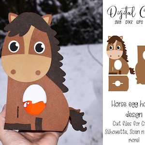 Diseño de soporte para huevos de caballo, archivos svg/dxf/eps de Pascua. Descarga digital. Compatible con Silhouette, Cricut, SCAL y Scan n Cut.