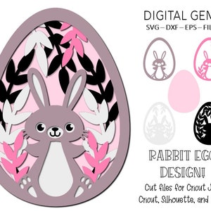 Rabbit Easter Egg SVG: Cricut Cut File (Digital Download)