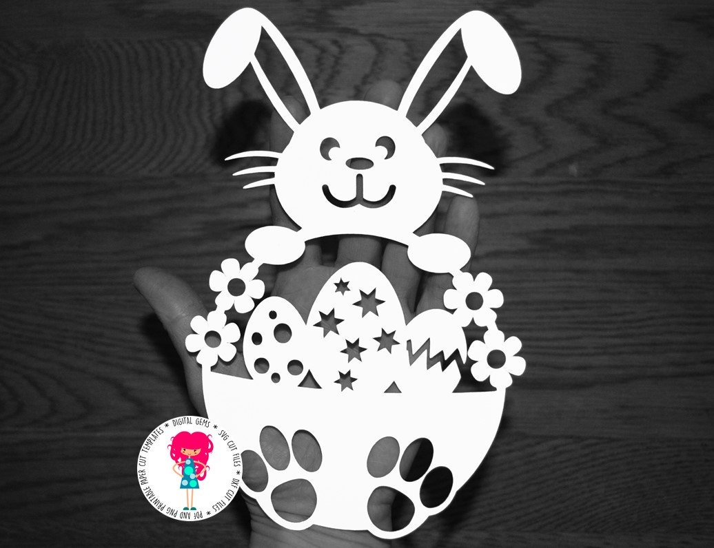 ◆Rabbit-PaperCutting-◆ Boy Easter Bunny Paper Cut Svg / Dxf / Eps / Files and Pdf / Png