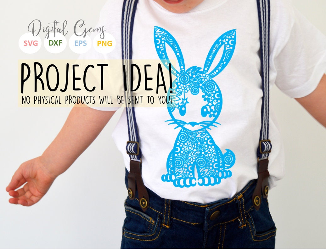 Zentangle Bunny Rabbit Paper Cut Svg / Dxf / Eps / Files and Pdf / Png ...