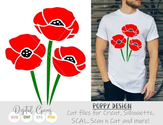 Download Poppy Flowers Svg Dxf Eps Png Files Digital Download Etsy