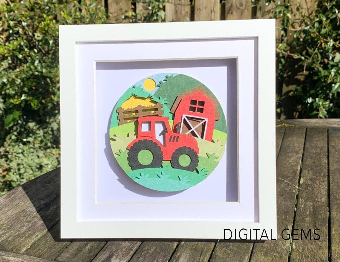 Tractor Shadow Box Tractor Shadow Box SVG | Digital Download. Works With Cricut Joy ...