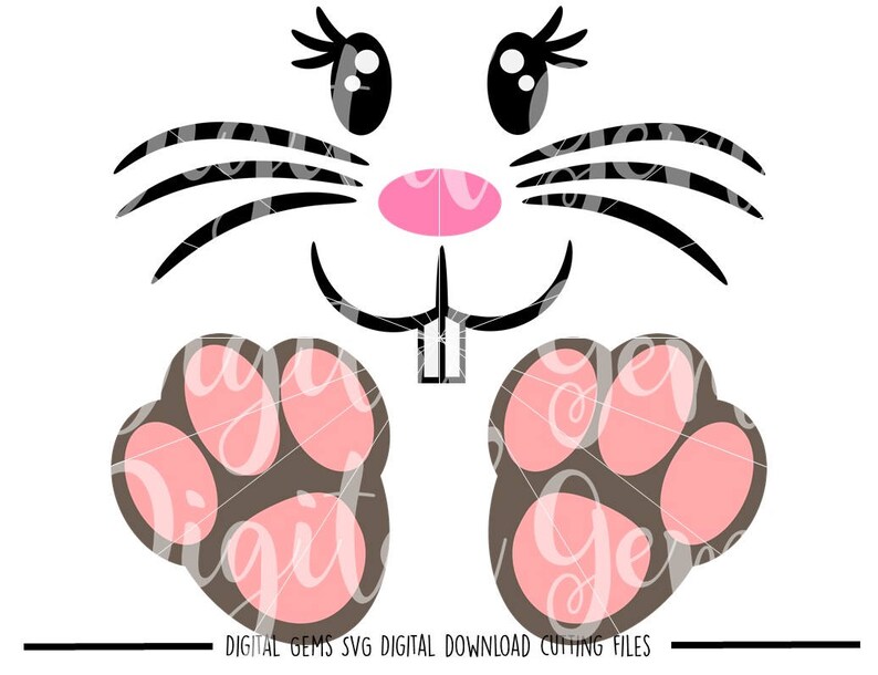 Download Easter Bunny face and feet svg / dxf / eps / png files. | Etsy