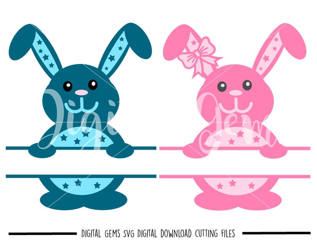 Split Bunny Rabbits Easter Svg / Dxf / Eps Files. Digital Download ...