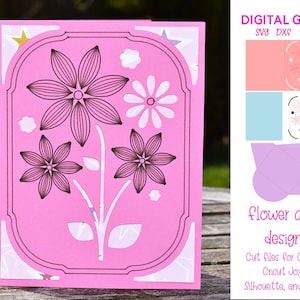 Design de cartão Flor Cricut Joy. arquivos svg/dxf/eps. Baixar digitais.