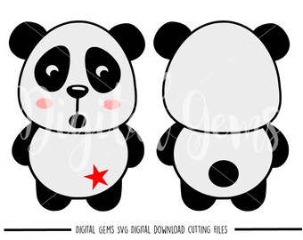 Panda svg / dxf / eps / png files. Digital download. Compatible with Cricut and Silhouette machines. Small commercial use ok.