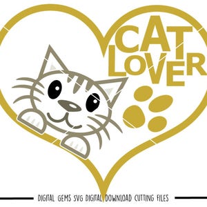 Cat Lover svg / dxf / eps / png files. Digital download. Compatible with Cricut and Silhouette machines. Small commercial use ok.