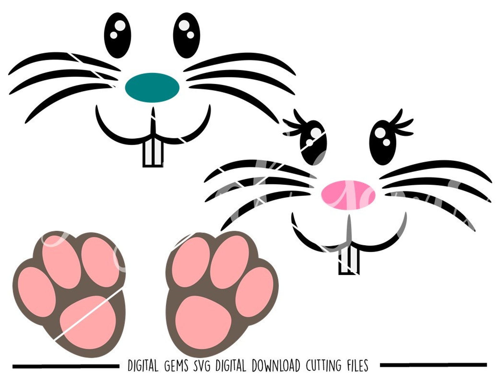 Osterhase Gesicht und Füße Svg / Dxf / Eps / Png-Dateien. | Etsy