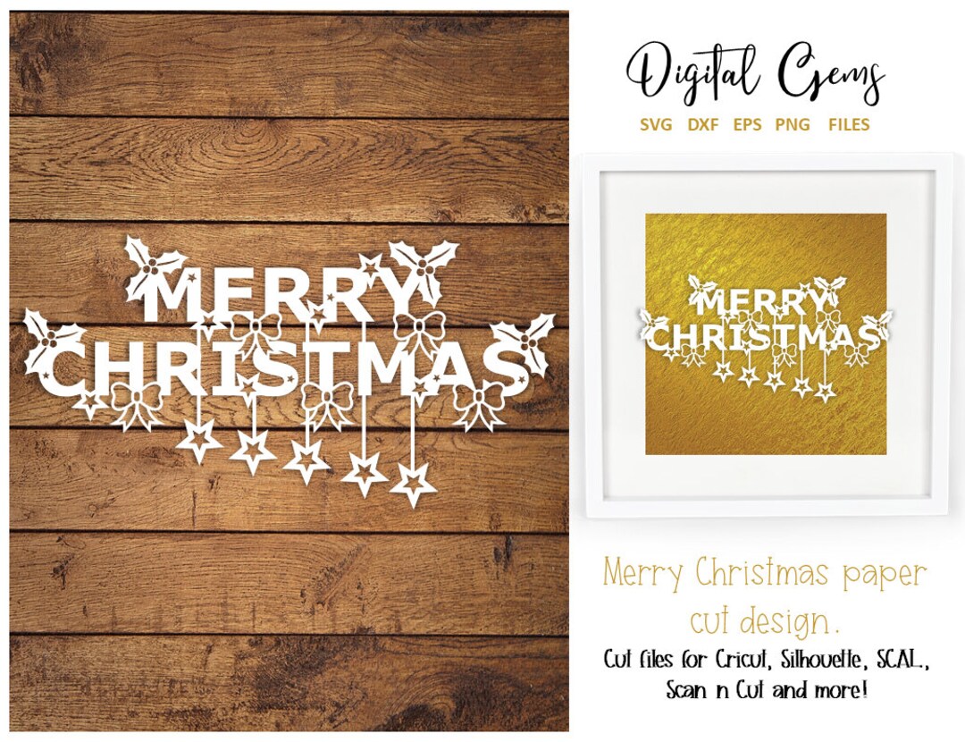 Merry Christmas Paper Cut Design. Svg / Dxf / Eps / Png Files and Pdf ...