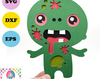 Diseño SVG de zombi para manualidades de Halloween. Descarga digital. Compatible con Cricut Joy, Explore, Maker y más.