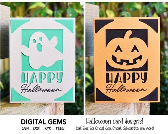 Halloween card designs! svg / dxf / eps files. Digital download. Works with Silhouette, Cricut Joy / Explore / Maker and more!