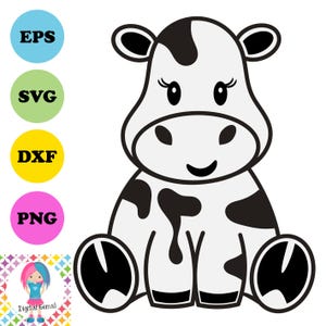 Cow SVG, Instant download, Cow Vector Image, Cow Silhouette, Sublimation, Farm Animal Cut File, Cricut, Silhouette, Personal, Commercial use