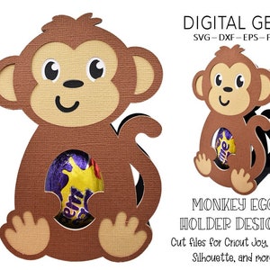 Egg holder SVG | Monkey design. Digital download. Works with Cricut Joy / Explore / Maker and more!
