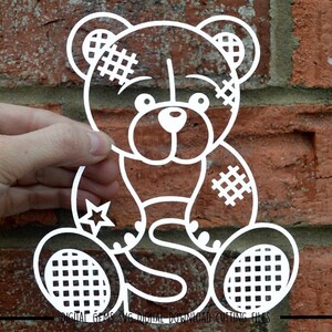 Ours en peluche lettre S papier découpé svg/dxf/eps/fichiers et modèles imprimables pdf/png pour la découpe à la main. Télécharger. Utilisation commerciale ok.