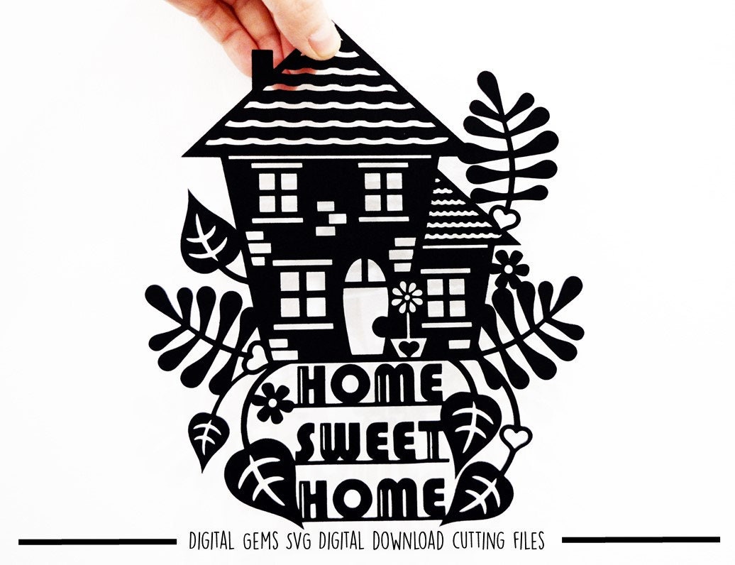 Download Zuhause süße Heimat Papier geschnitten Svg / Dxf / Eps ...