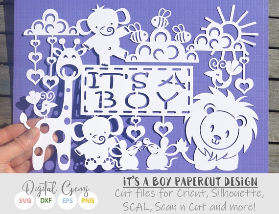 Download It S A Boy Paper Cut Svg Dxf Eps Files And Pdf Png Etsy
