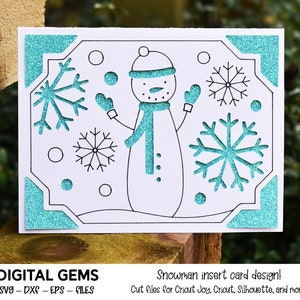 Muñeco de nieve, diseño de tarjeta de Navidad. Descarga digital, diseño de Cricut Joy / Cricut / Silhouette / Scan n Cut. Archivos svg / dxf / eps.
