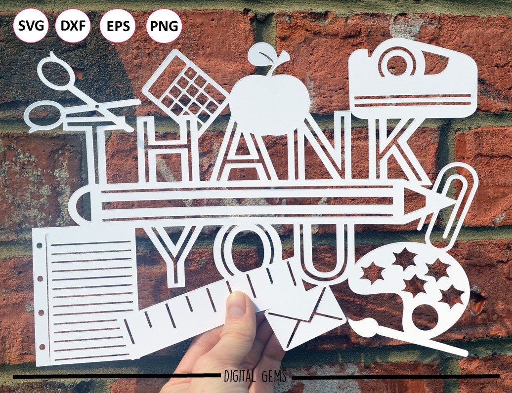 Download Thank you teacher paper cut svg / dxf / eps / files and ...