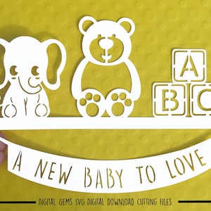 New baby paper cut svg / dxf / eps / files and pdf / png printable templates for hand cutting. Digital download. Commercial use ok.