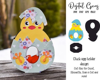 Chick, Easter egg holder svg / dxf / eps files. Digital download. Compatible with Silhouette, Cricut, and Scan n Cut.