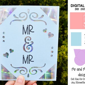 Pan i Pan, Ślub / Rocznica / Zaręczyny, Projekt karty Cricut Joy. Pliki svg / dxf / eps. Pobieranie cyfrowe.