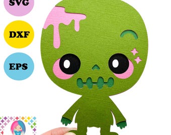 Diseño SVG de zombi para manualidades de Halloween. Descarga digital. Compatible con Cricut Joy, Explore, Maker y más.