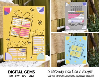 Birthday cards, Insert card bundle! SVG files. Digital download. Works with Silhouette, Cricut, Cricut Joy and more!