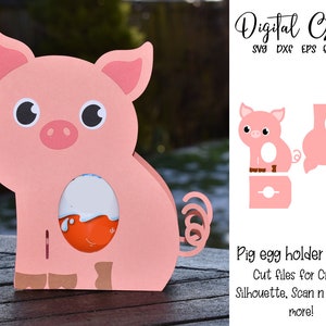 Diseño de porta huevos de cerdo, archivos svg/dxf/eps de Pascua. Descarga digital. Compatible con Silhouette, Cricut, SCAL y Scan n Cut.