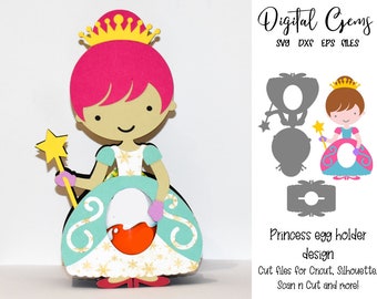 Princess egg holder design, Easter svg / dxf / eps files. Digital download. Compatible with Silhouette, Cricut, SCAL, and Scan n Cut.