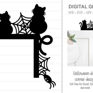 Halloween Cat door corner design svg / dxf / eps / png files. Digital download. Compatible with Cricut, Silhouette, Scan n Cut etc.