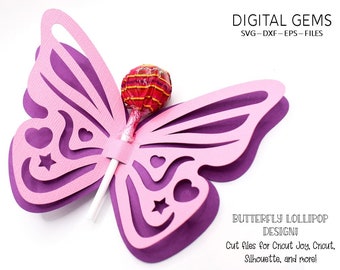 Butterfly lollipop / Sucker holder design svg / dxf / eps files. Digital download. For Cricut, Silhouette, Scan n cut etc.