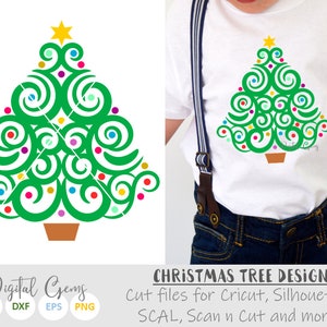 Swirly Christmas tree svg / dxf / eps / png files. Download. Compatible with Cricut, Silhouette, Scan n Cut, SCAL. Small commercial use ok