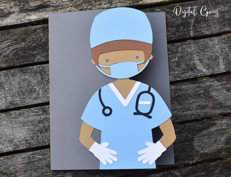 Cricut etc. Works with Silhouette Doctor Nurse card designs svg dxf eps files Digital download Medical staff in scrubs