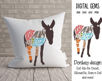 Jesus, Mary and Joseph, Donkey svg / dxf / eps / png files. Digital download. Works with Cricut, Silhouette, Scan n Cut, Inkscape & more!