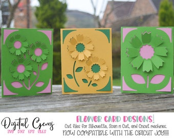 Flower pop out card designs! svg / dxf / eps files. Digital download. Compatible with Silhouette, Cricut, Cricut Joy, and Scan n Cut.