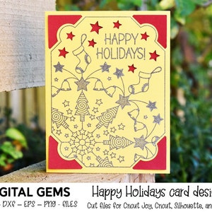 Diseño de tarjeta insertable con mensaje de felices fiestas. Descarga digital, diseño de Cricut Joy/Cricut/Silueta/Scan n Cut. Archivos svg/dxf/eps.