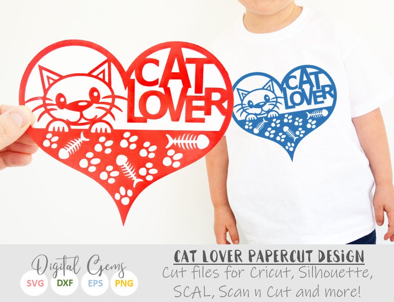 Cat lover paper cut svg / dxf / eps / files and pdf / png printable templates for hand cutting. Digital download. Small commercial use ok image 1