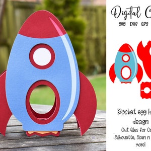 Diseño de porta huevos de cohete, archivos svg/dxf/eps de Pascua. Descarga digital. Compatible con Silhouette, Cricut, SCAL y Scan n Cut.