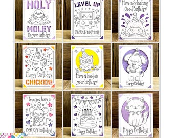 9 Birthday Insert Card SVG Bundle | Cricut Joy & Maker Card Mat Files | Pen + Cut Draw Score Files | Cute Birthday Card Designs