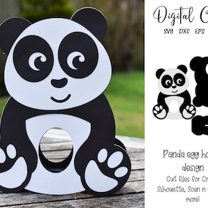 Diseño de soporte para huevos de panda, archivos svg/dxf/eps de Pascua. Descarga digital. Compatible con Silhouette, Cricut, SCAL y Scan n Cut.