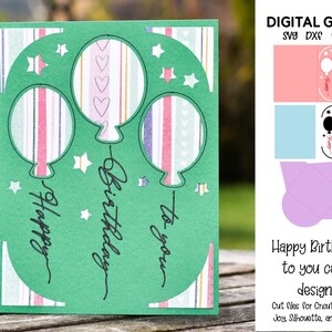 Happy Birthday. Cricut Joy card design. svg / dxf / eps files. Digital download.
