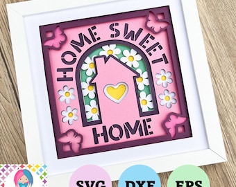 Home Sweet Home Shadowbox SVG: Layered Papercut Design, Digital Download For Cricut, Silhouette, Scan n Cut, and LokLik