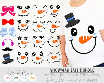 Snowman and Snow Woman Faces svg / dxf / eps / png files. Compatible with Silhouette, Cricut, SCAL, and Scan n Cut. Digital Download.