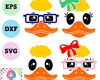 Paquete SVG de caras de pato adorables / Descarga digital / Diseños de vinilo en capas y HTV / Archivos de corte para Cricut y Silhouette