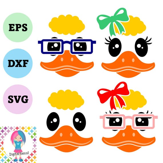 Cute Duck Faces SVG Bundle | Digital Download | Layered Vinyl and HTV Designs | Cricut and Silhouette Cut Files